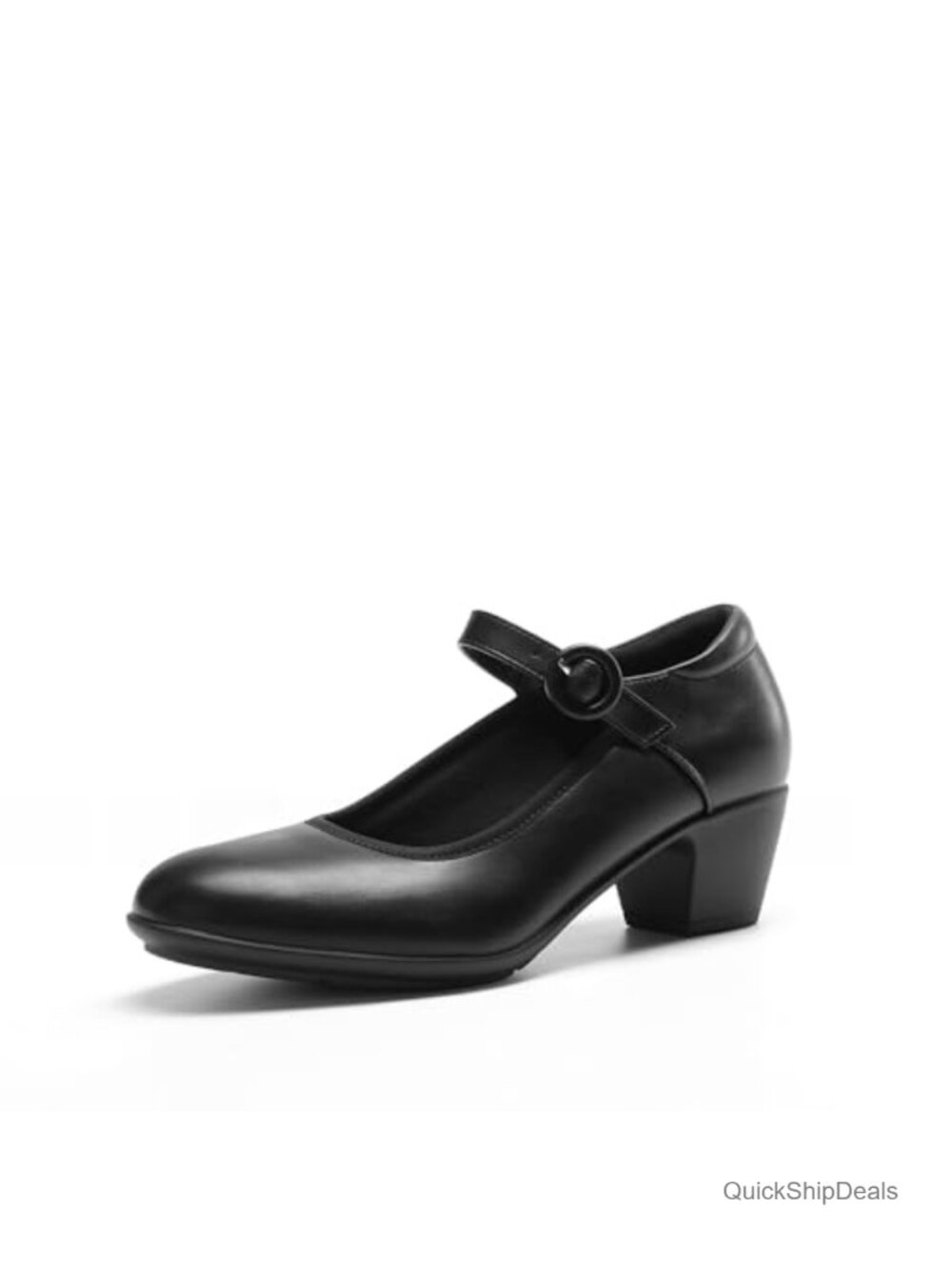 Mary Jane Low Chunky Dress Pumps Faux Leather Block Heel Work Shoes